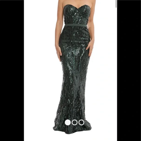 green emerald velvet dress Elle zeitoune  Baylee Deep V-neck Gown  campaign-outlet  Green